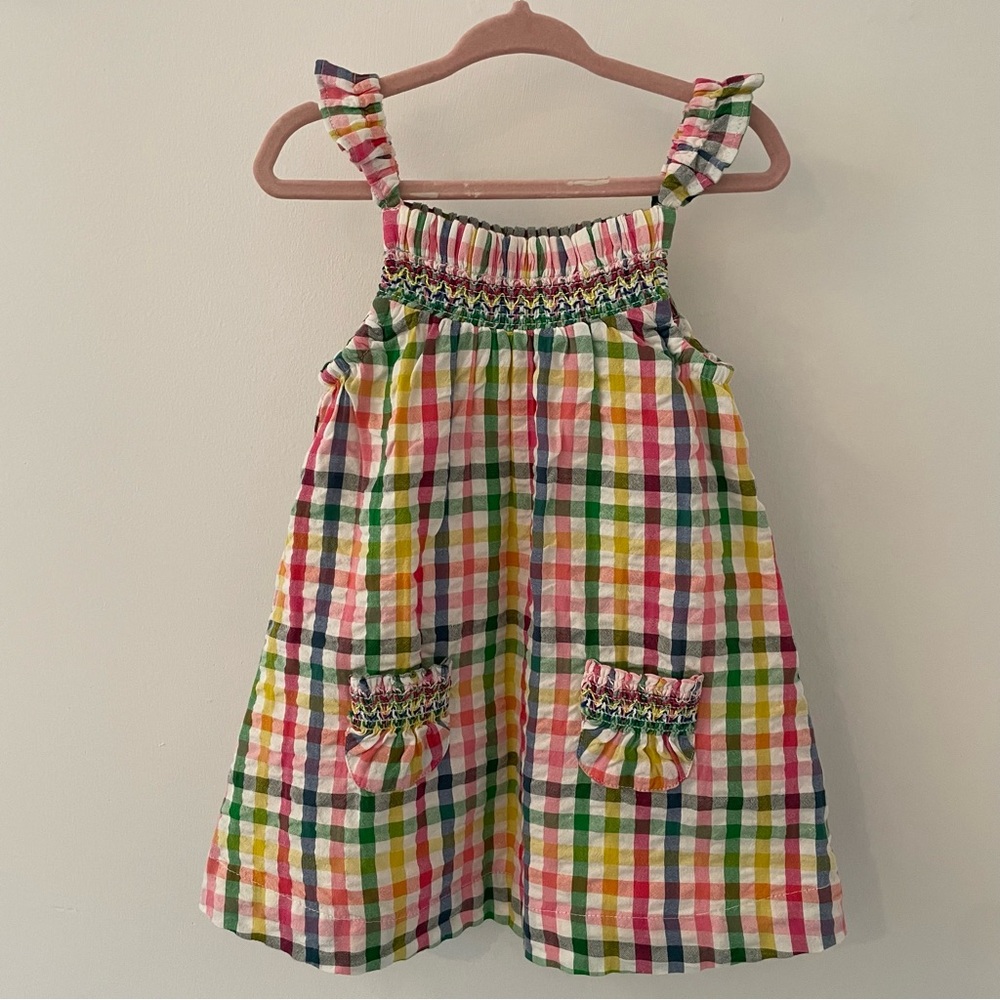 BABY BODEN Smocked Gingham Pinnical set - party pink size 12-18 months